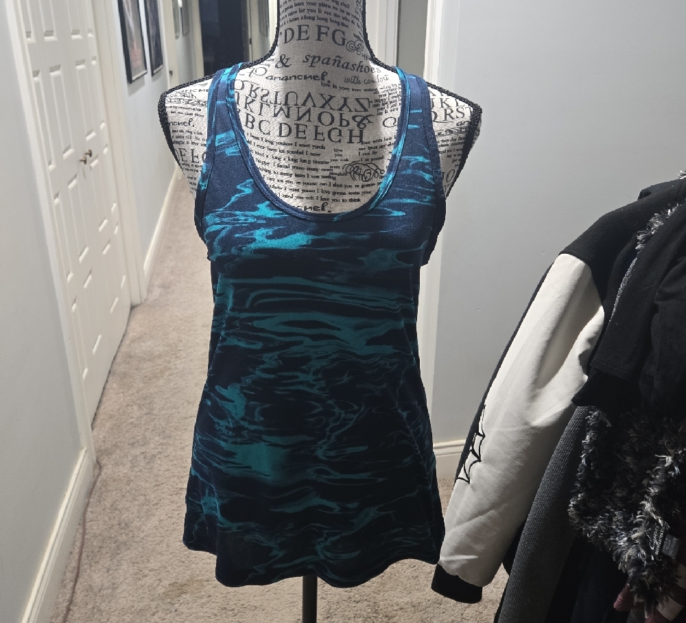 Nike Blue and Green Fitted Sleeveless Tank Top